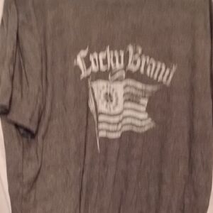 Lucky Brand Charcoal Tee with Flag Graphic